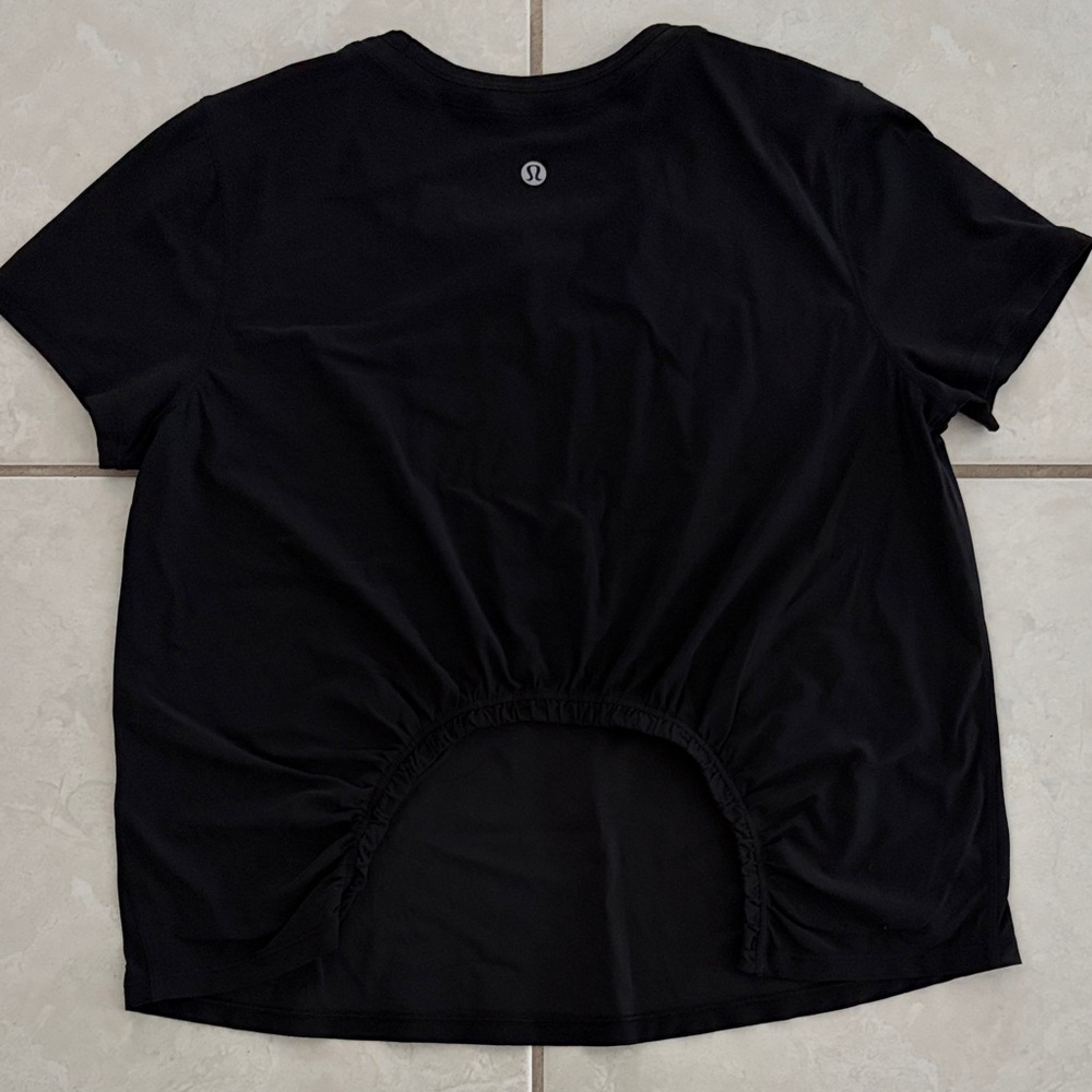 lululemon athletica Black Short Sleeve Gathered-Back Tee